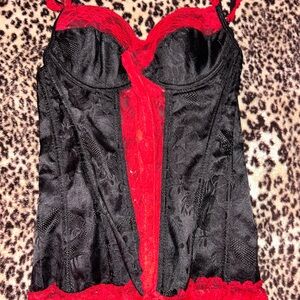 Black and Red Lace Bustier